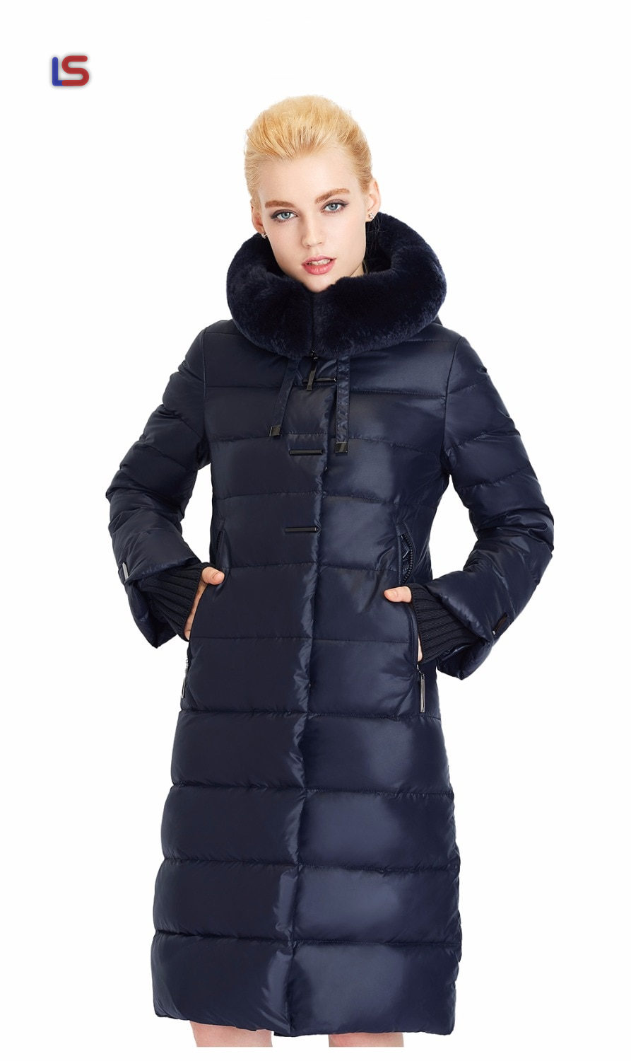 Coat Jacket Medium Length Woman Parka With A Rabbit Fur Thick Coat