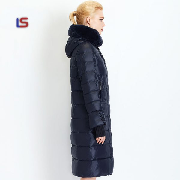 Coat Jacket Medium Length Woman Parka With A Rabbit Fur Winter Thick Coat