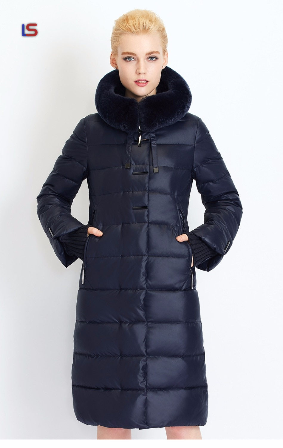 Coat Jacket Medium Length Woman Parka With A Rabbit Fur Thick Coat