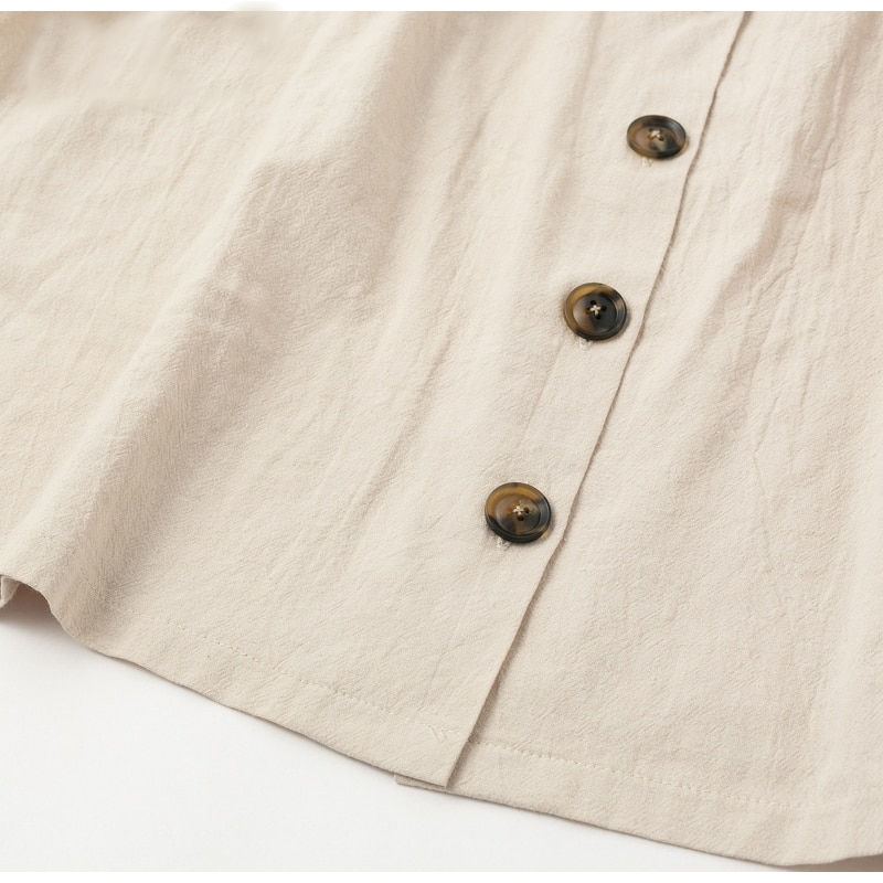 V neck short sleeve cotton linen short Casual korean vestidos