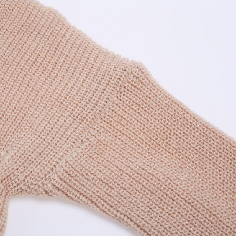 V neck cross knitting sweater long sleeve pullover casual jumper