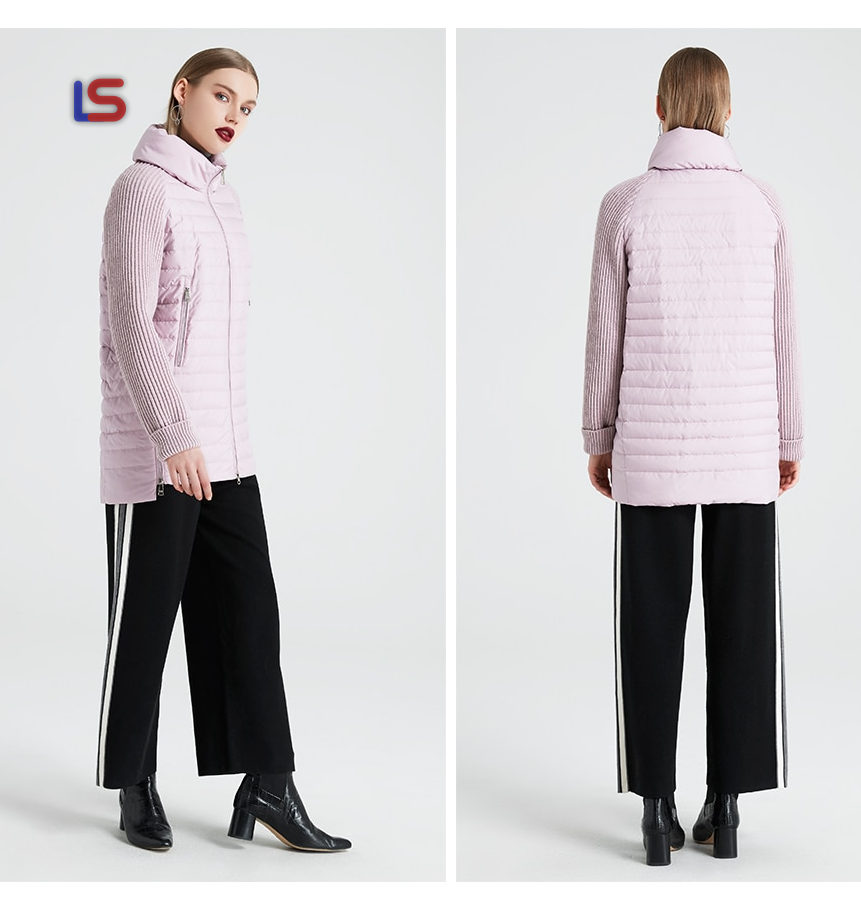 Coat with Stand Collar Short Coat Thin Windproof Knitted Sleeve