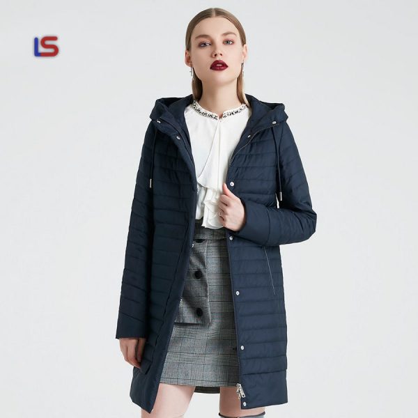 Windproof Coat Quilted Parka Warm Jacket Stand Collar Thin Cotton