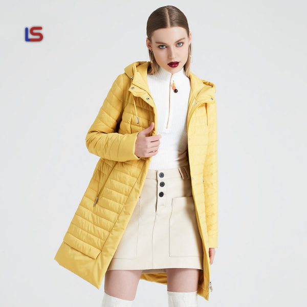 Windproof Coat Quilted Parka Warm Jacket Stand Collar Thin Cotton