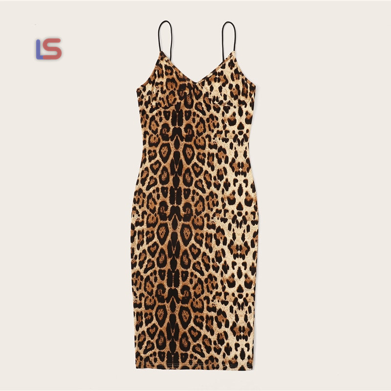 Backless Leopard Cami Sleeveless Pencil Skinny Night Out